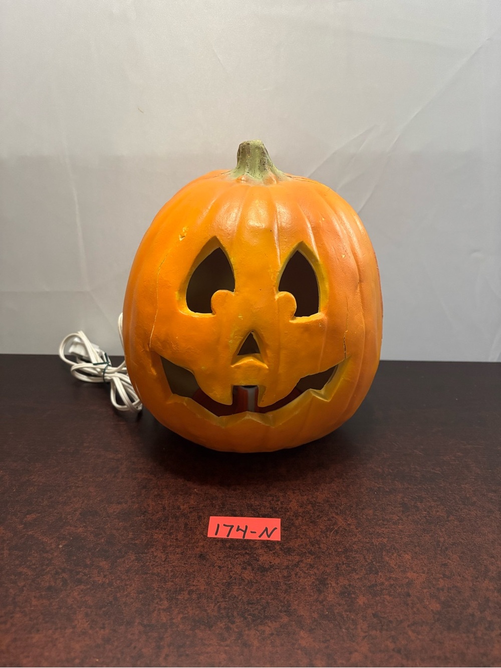 Vintage 1995 Trendmasters Halloween Foam Blowmold Vampire Teeth Pumpkin, lighted
